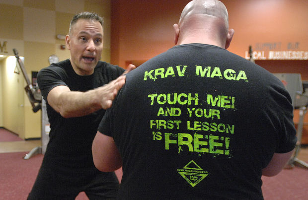 Bill Martin, left is the instructor. Tony, right, is a regular. His shirt can be taken two ways.